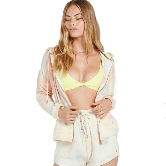 VOLCOM WOMEN’S LIVED IN LOUNGE ZIP HOODIE FLEECE WITH A KANGAROO POCKET NWO/T - Picture 3 of 5